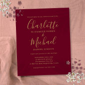 Budget Burgundy Gold Script Einladung
