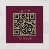 Budget Burgundy Gold Script Wedding QR Code UAWG Begleitkarte (Rückseite)