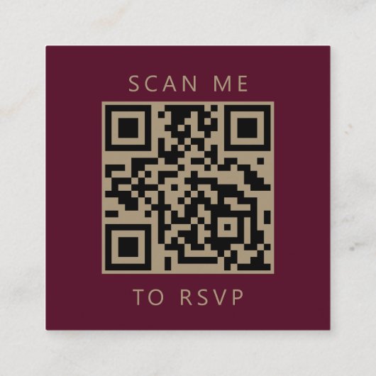 Budget Burgundy Gold Script Wedding QR Code UAWG Begleitkarte (Rückseite)