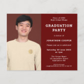 Budget Burgundy Grad Foto Abschluss Einladung (Vorderseite)