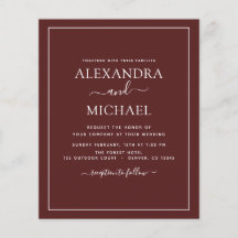 Budget Burgundy Hochzeit mit Foto Einladung Flye