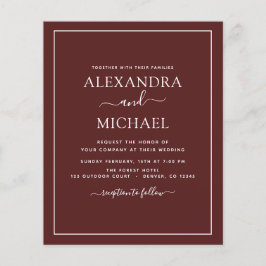Budget Burgundy Hochzeit mit Foto Einladung Flye Flyer