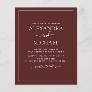 Budget Burgundy Hochzeit mit Foto Einladung Flye Flyer