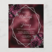 Budget Burgundy Imitats Foil Silver Floral Wedding (Vorderseite)