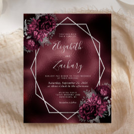 Budget Burgundy Imitats Foil Silver Floral Wedding