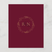 Budget Burgundy Laurel Garland Hochzeit Einladung (Rückseite)