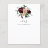 Budget Burgundy & Light Blush Pink Floral Wedding Flyer (Hinten)