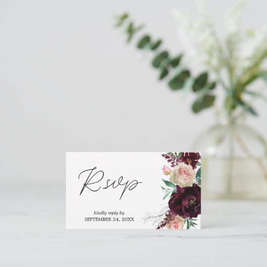 Budget Burgundy & Light Pink Floral 2SMb UAWG Begleitkarte (Stehend Vorderseite)