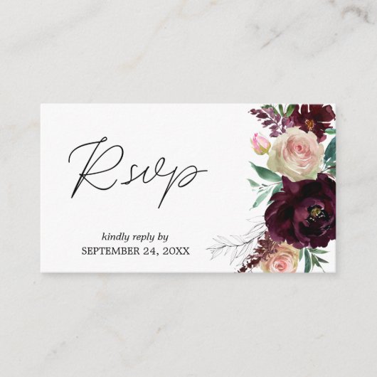 Budget Burgundy & Light Pink Floral 2SMb UAWG Begleitkarte (Vorderseite)