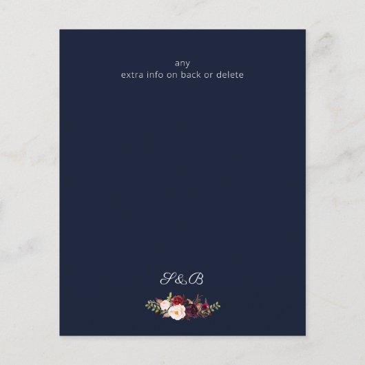 Budget Burgundy Marsa Floral Save the Date - Blau (Rückseite)