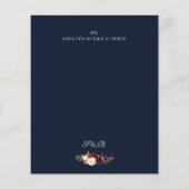 Budget Burgundy Marsa Floral Save the Date - Blau Flyer (Hinten)