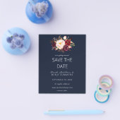 Budget Burgundy Marsa Floral Save the Date - Blau Flyer (Einzeln)