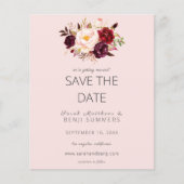 Budget Burgundy Marsa Floral Save the Date - Rosa (Vorderseite)