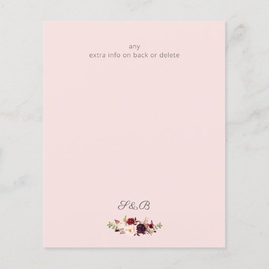 Budget Burgundy Marsa Floral Save the Date - Rosa Flyer (Hinten)