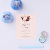 Budget Burgundy Marsa Floral Save the Date - Rosa Flyer (Einzeln)