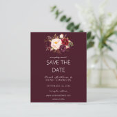 Budget Burgundy Marsa Floral Save the Date - Rot (Stehend Vorderseite)