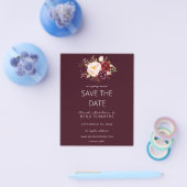 Budget Burgundy Marsa Floral Save the Date - Rot Flyer (Einzeln)