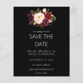 Budget Burgundy Marsa Floral Save the Date - Schwa (Vorderseite)
