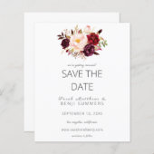 Budget Burgundy Marsa Floral Save the Date - weiß (Vorne/Hinten)