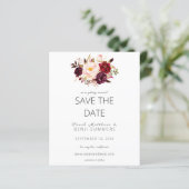 Budget Burgundy Marsa Floral Save the Date - weiß (Stehend Vorderseite)