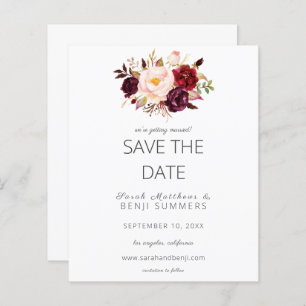 Budget Burgundy Marsa Floral Save the Date - weiß