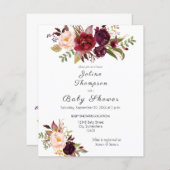 Budget Burgundy Marsala Floral Baby Dusche (Vorne/Hinten)