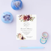 Budget Burgundy Marsala Floral Brautparty Flyer (Einzeln)