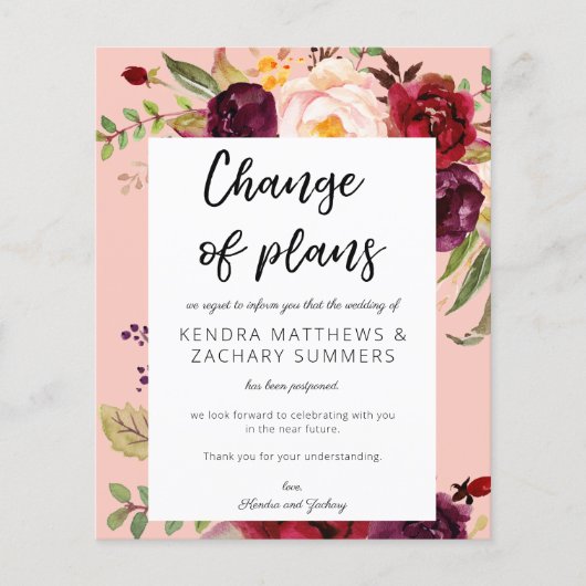 Budget Burgundy Marsala Floral PNK Änderung der Pl (Vorderseite)