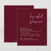 Budget Burgundy Moderne Brautdusche Einladung (Vorne/Hinten)