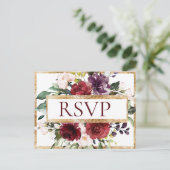 Budget Burgundy Monogram Floral Gold UAWG Postkarte (Stehend Vorderseite)