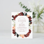 Budget Burgundy Navy Blue Floral Wedding Elegant (Stehend Vorderseite)
