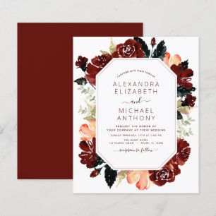Budget Burgundy Navy Blue Floral Wedding Elegant