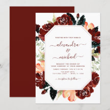 Budget Burgundy Navy Blue Floral Wedding Elegant