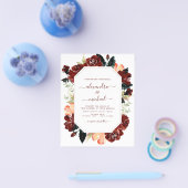 Budget Burgundy Navy Blue Floral Wedding Elegant Flyer (Einzeln)