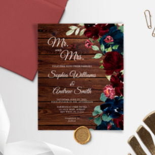 Budget Burgundy & Navy Blumen Blumen Hochzeit Holz