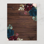 Budget Burgundy & Navy Blumen Blumen Hochzeit Holz (Rückseite)