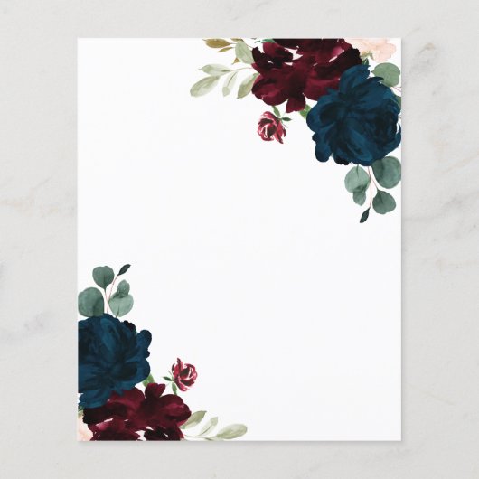 Budget Burgundy & Navy Blumen Hochzeit (Rückseite)