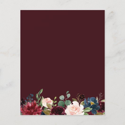 Budget Burgundy & Navy Bridal Dusche Einladung (Rückseite)