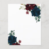 Budget Burgundy & Navy Bridal Dusche Einladung (Rückseite)