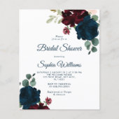 Budget Burgundy & Navy Bridal Dusche Einladung (Vorderseite)