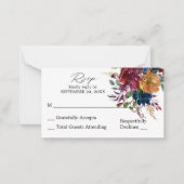 Budget Burgundy & Navy Fall Floral SM No Meal UAWG Mitteilungskarte (Vorderseite)