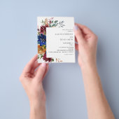 Budget Burgundy & Navy Fall Floral Wedding V2 Flyer (Gruppe)