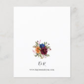 Budget Burgundy & Navy Fall Floral Wedding V2 Flyer (Hinten)