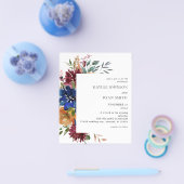 Budget Burgundy & Navy Fall Floral Wedding V2 Flyer (Einzeln)