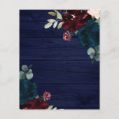 Budget Burgundy & Navy Wood Wedding Einladung (Rückseite)