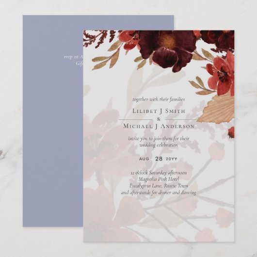 Budget Burgundy Orange Fall Floral Wedding (Vorne/Hinten)