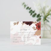 Budget Burgundy Orange Fall Floral Wedding Postkarte (Stehend Vorderseite)