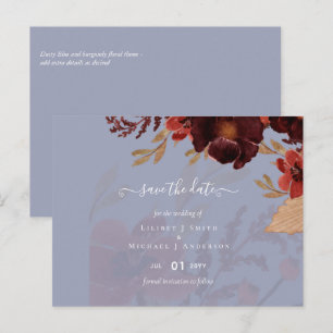 Budget Burgundy Orange Fall Floral Wedding Postkarte