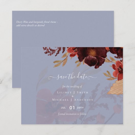 Budget Burgundy Orange Fall Floral Wedding Postkarte (Vorne/Hinten)