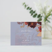 Budget Burgundy Orange Fall Floral Wedding Postkarte (Stehend Vorderseite)